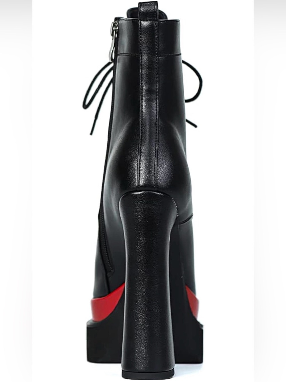 Red Black Women’s 8 Platform Ankle Boots - Chunky Block High Heel, Pointed Toe - Picture 7 of 8